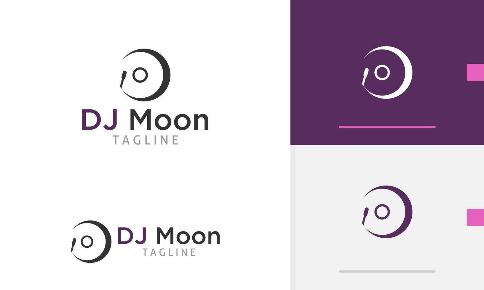 logo diseño icono de creciente medio Luna con hilado circulo DJ discos compactos disco vinilo música disco club estudio vector