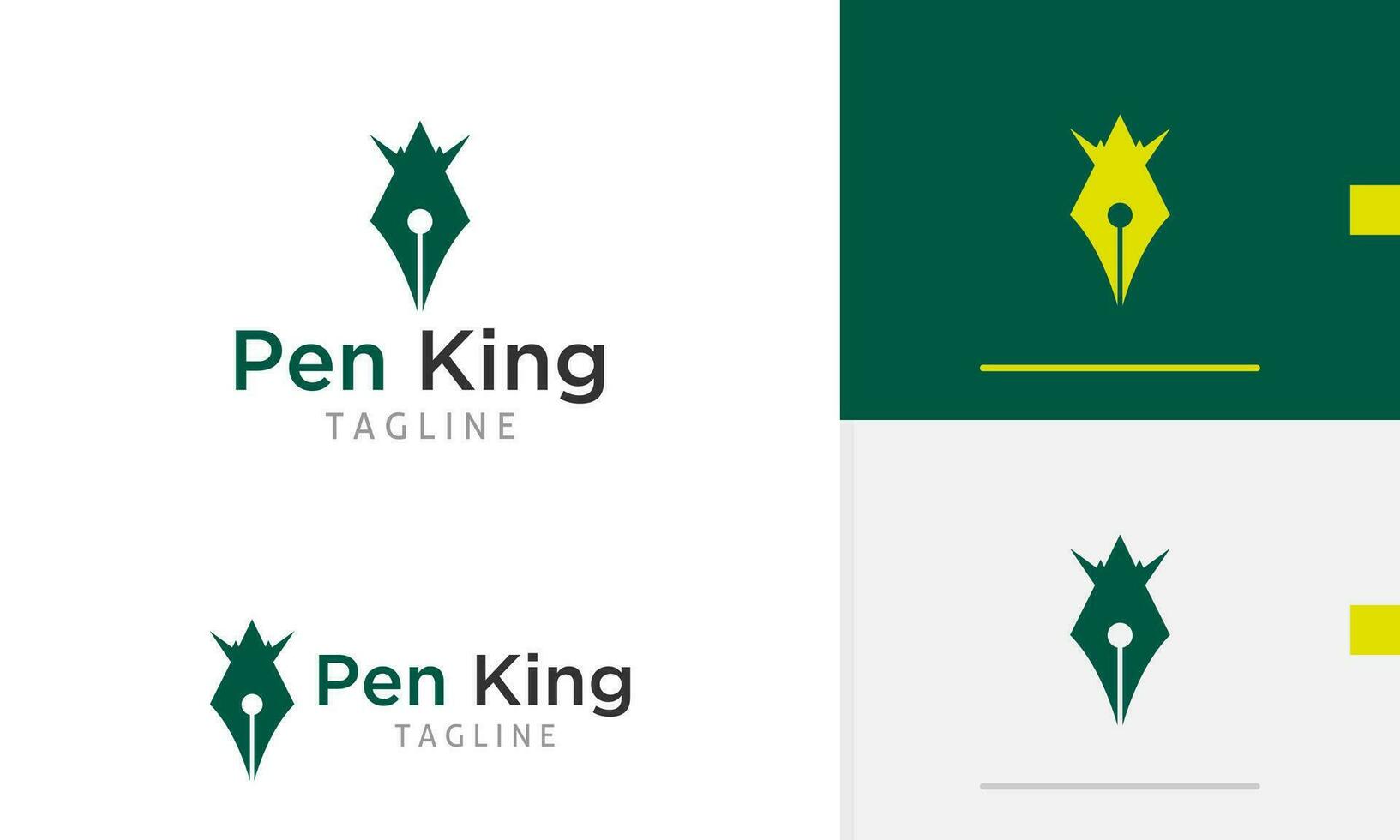 Logo design icon abstract geometric classic elegant pen silhouette with king queen prince head crown vector