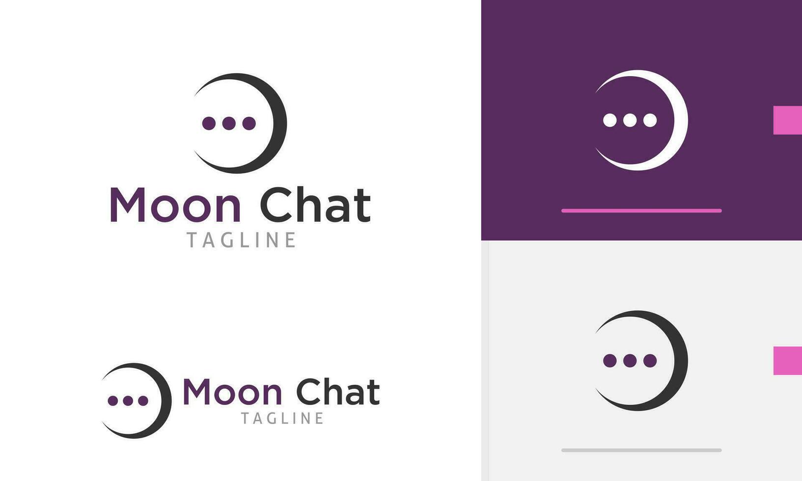 Logo design icon of crescent half moon in the sky with chat bubble message communication community vector