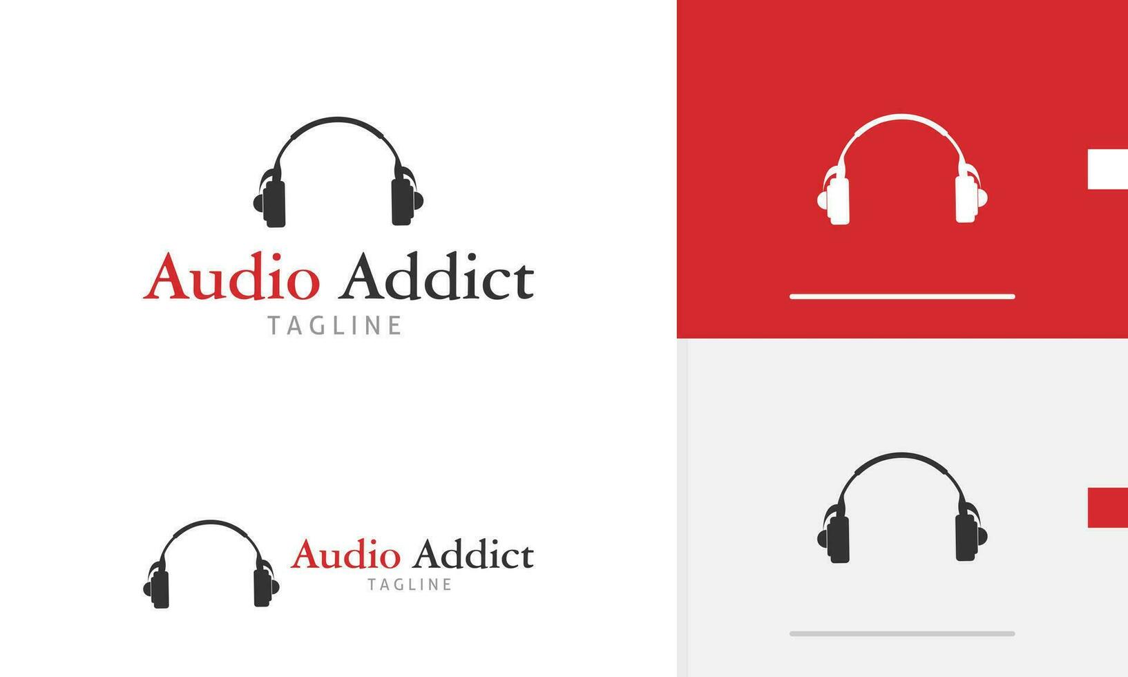 Logo design icon of headphone earphone listening playing recording music for audio addict studio vector