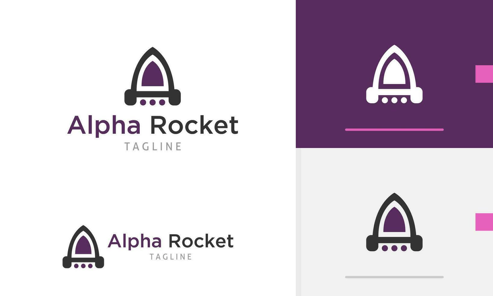 Logo design icon of modern rocket aircraft take off flying up to sky space with silhouette letter A vector