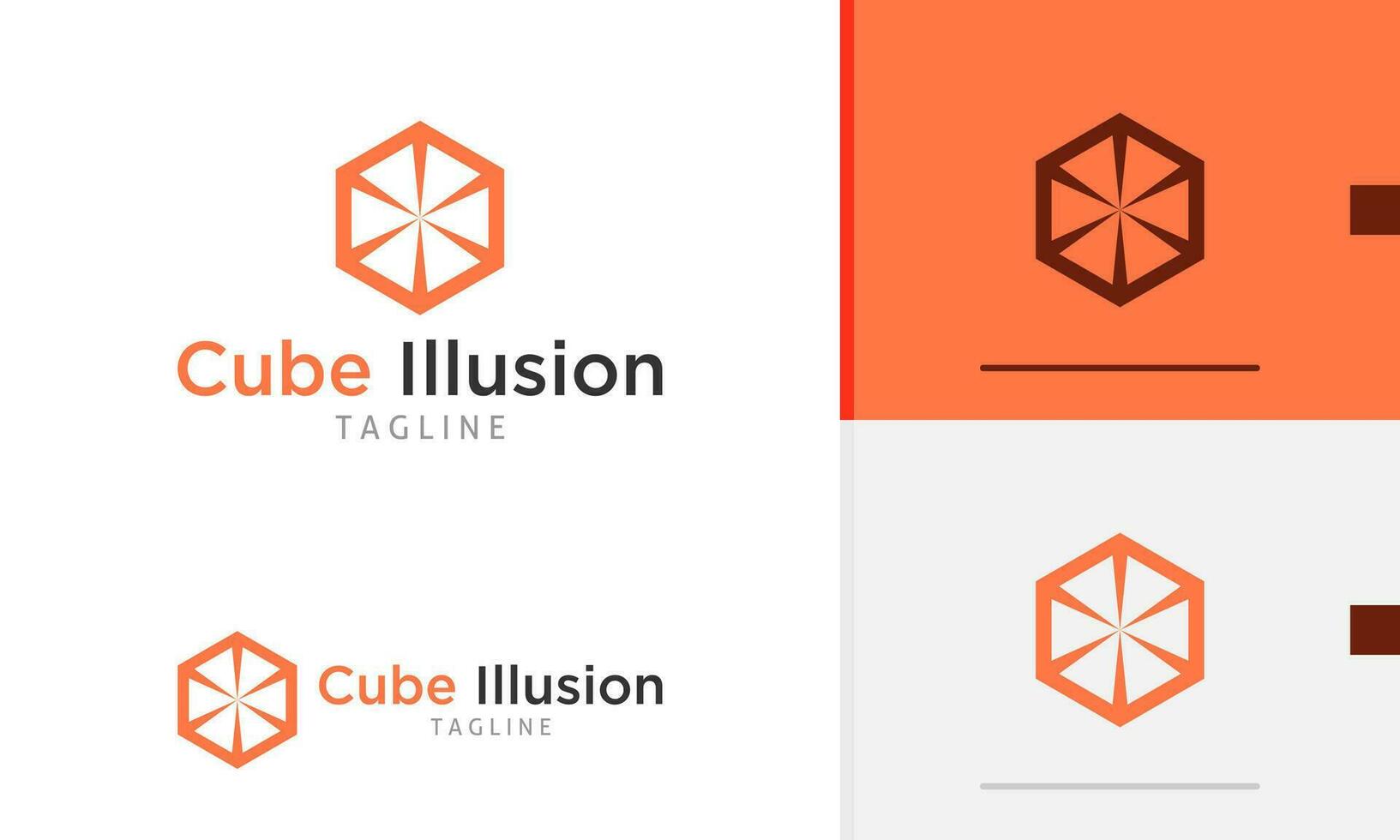 Logo design icon of geometric modern rectangle box 3d hexagon shape view with sharp triangle edges vector