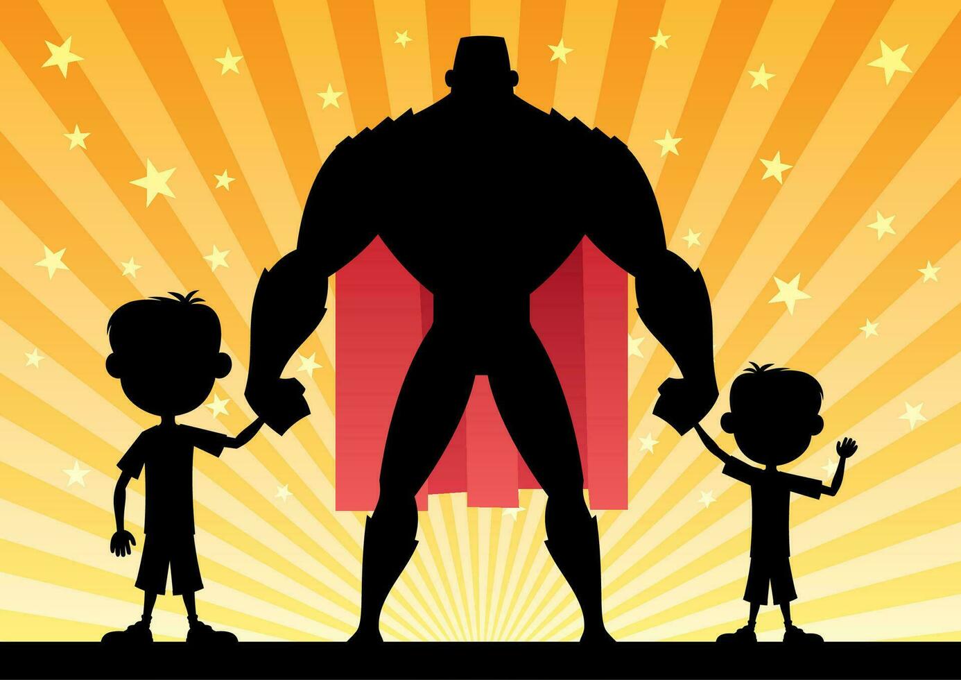Super Dad with 2 Sons vector