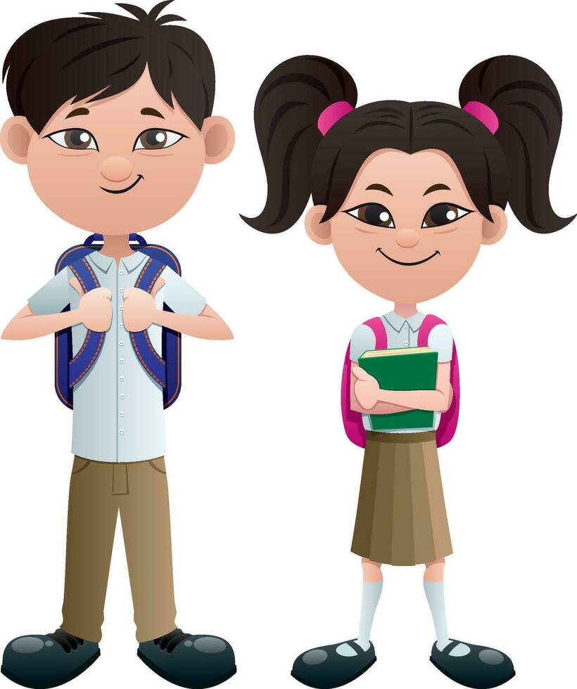 Students Asian on White vector