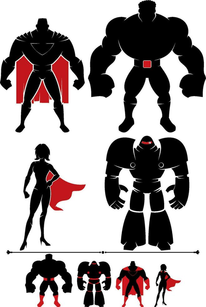 Superhero Silhouette Set vector