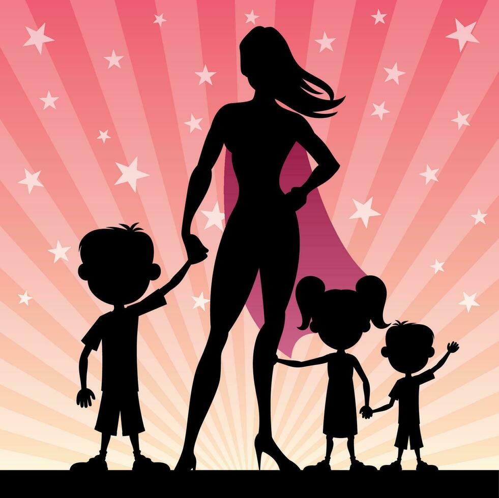 Super Mom Silhouette vector