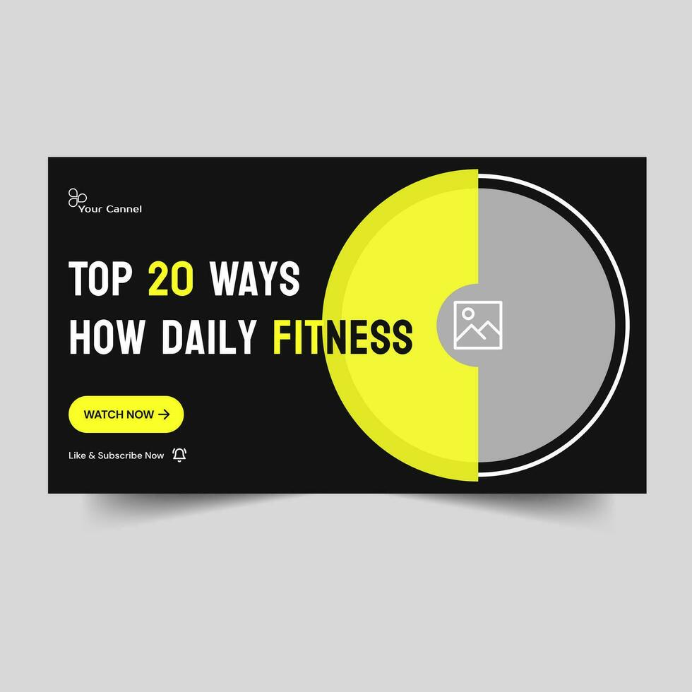 Customizable video thumbnail banner design, fitness body cover banner design, workout training banner design, fully editable vector eps 10 file format