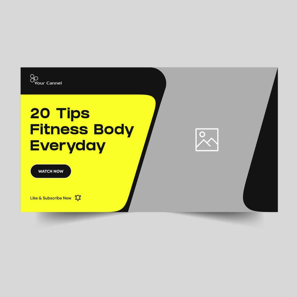Everyday fitness tips thumbnail banner design, exercise body video cover banner, customizable vector eps file format