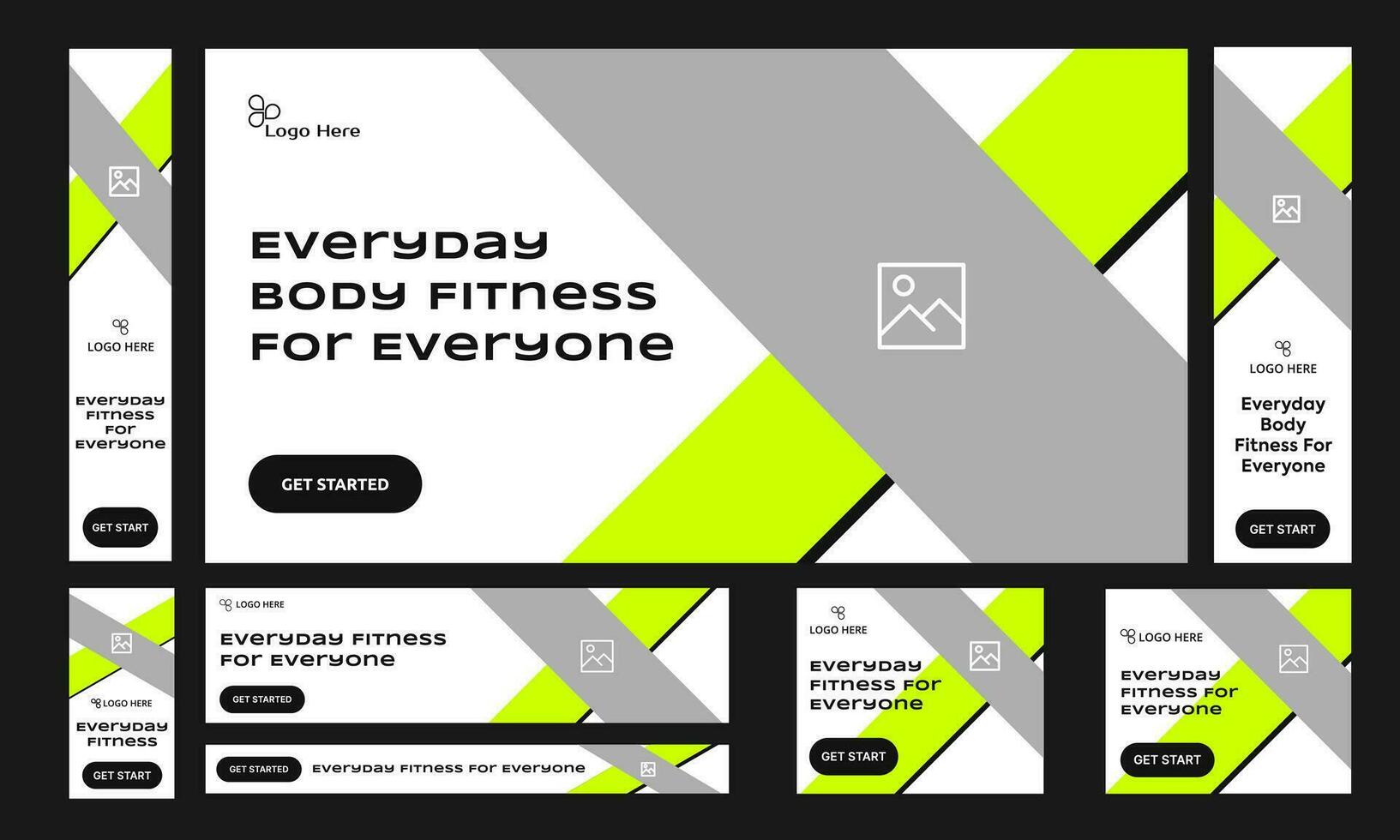 Vector illustration body fitness web set banner design for social media post, exercise web banner, fully editable vector eps 10 file format