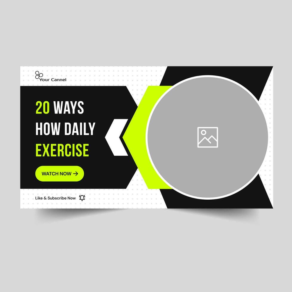 Video thumbnail banner design for fitness tips and tricks, daily exercise techniques cover banner design, editable vector eps 10 file format