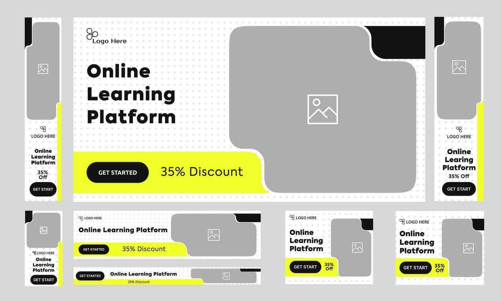 Multipurpose online learning web set banner design for social media post, education system fully customizable vector eps 10 file format