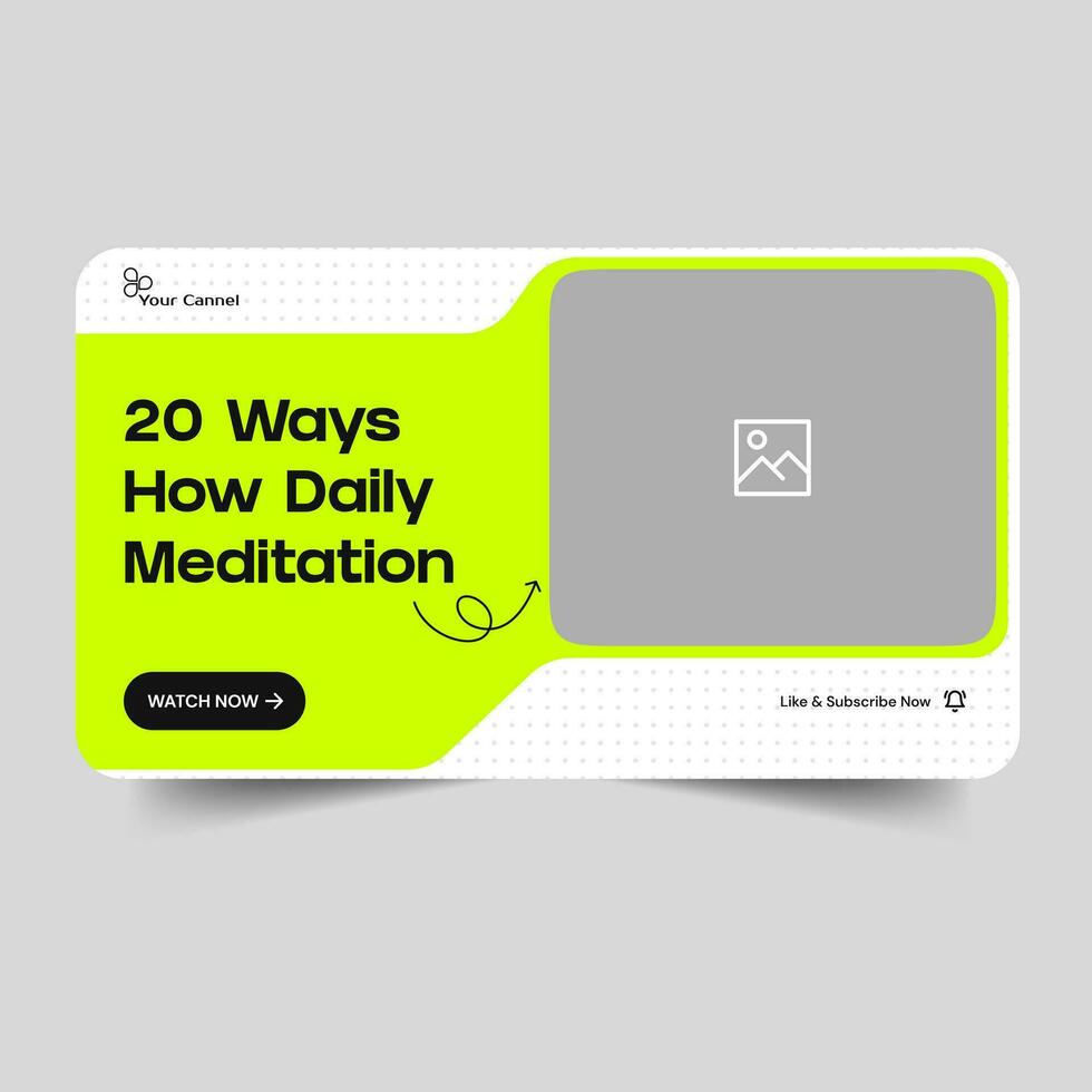 Minimalist youtube cover banner design, yoga and meditation thumbnail banner design, daily yoga techniques, customizable vector eps 10 file format