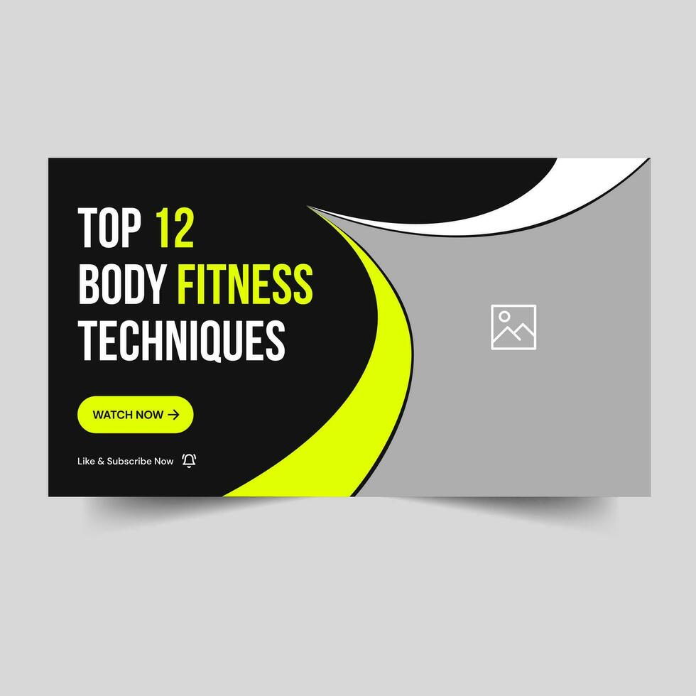 Customizable body fitness video cover banner design, daily exercise banner design, tips and tricks banner, vector eps 10 file format