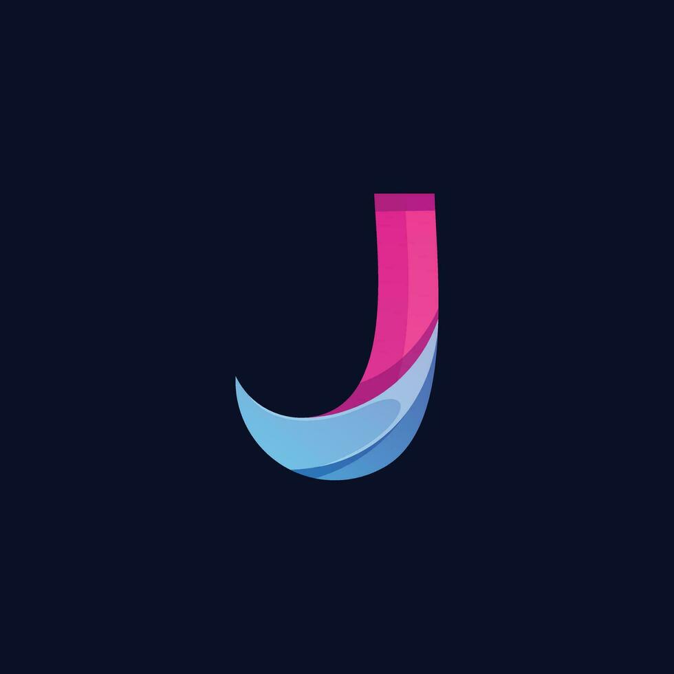 diseño de alfabeto letra j rosado azul degradado color adecuado como un logo para un empresa o negocio vector