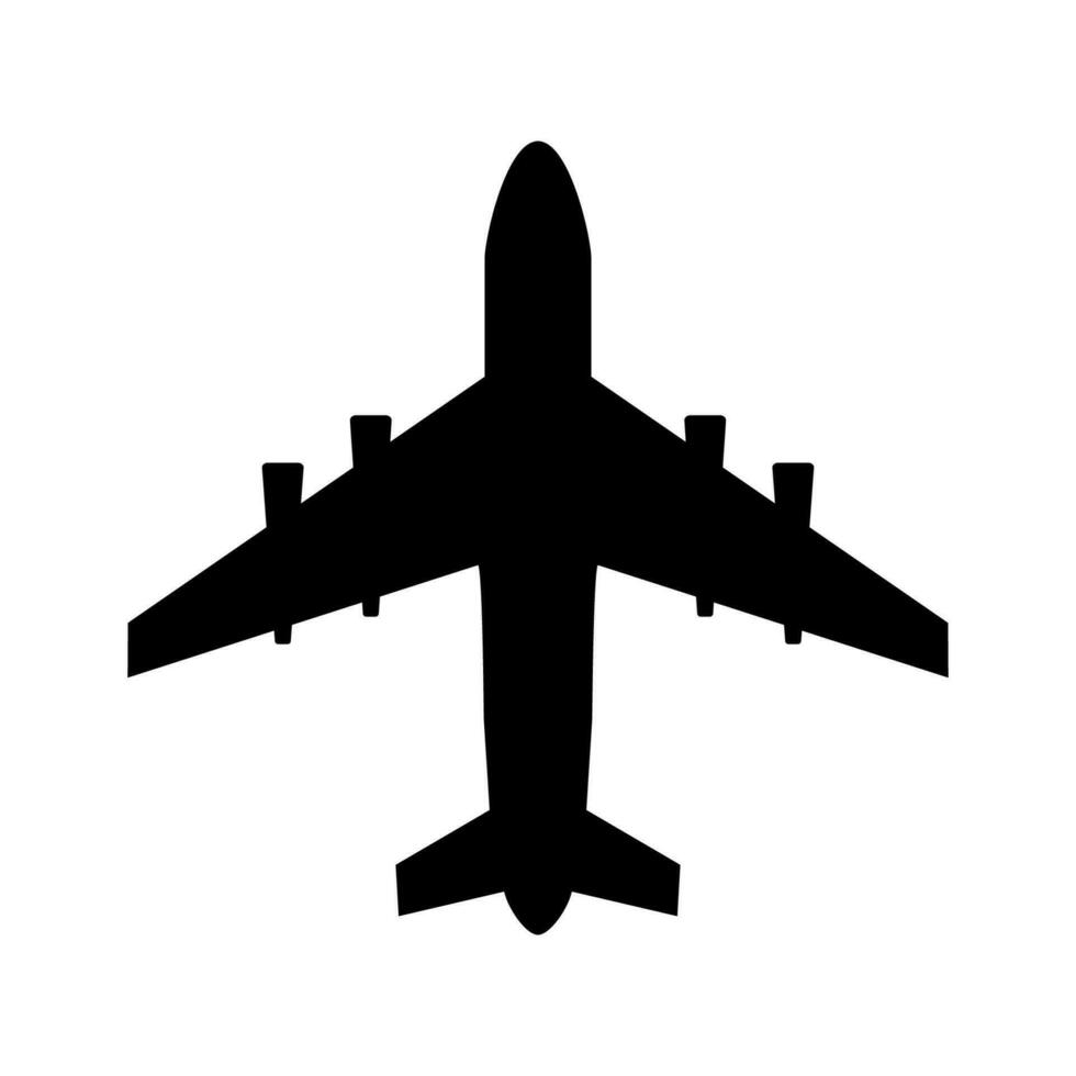 Airplane icon. Flat transportation plane symbol sign. Air fly isolated on the white background. Vector illustration.