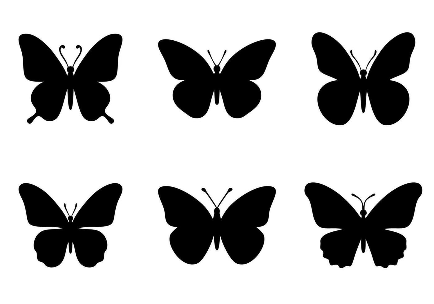 Silhouette of butterfly. Set of butterflies of different shapes. Vector illustration