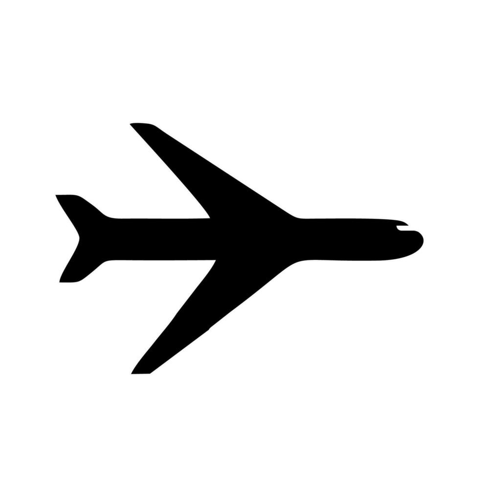 Airplane icon. Flat transportation plane symbol sign. Air fly isolated on the white background. Vector illustration.