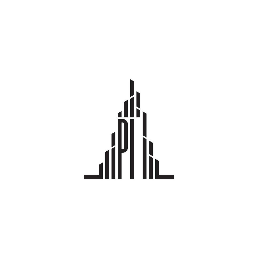 PI skyscraper line logo initial concept with high quality logo design vector