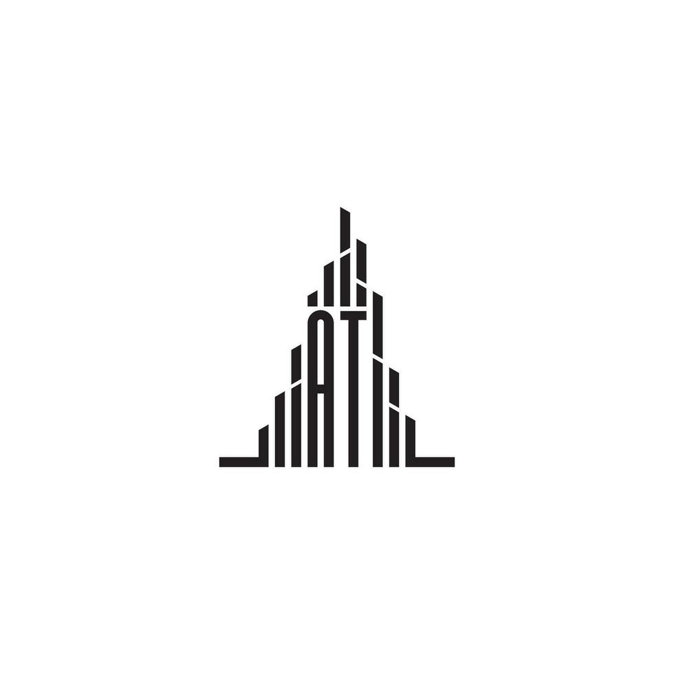 AT skyscraper line logo initial concept with high quality logo design vector