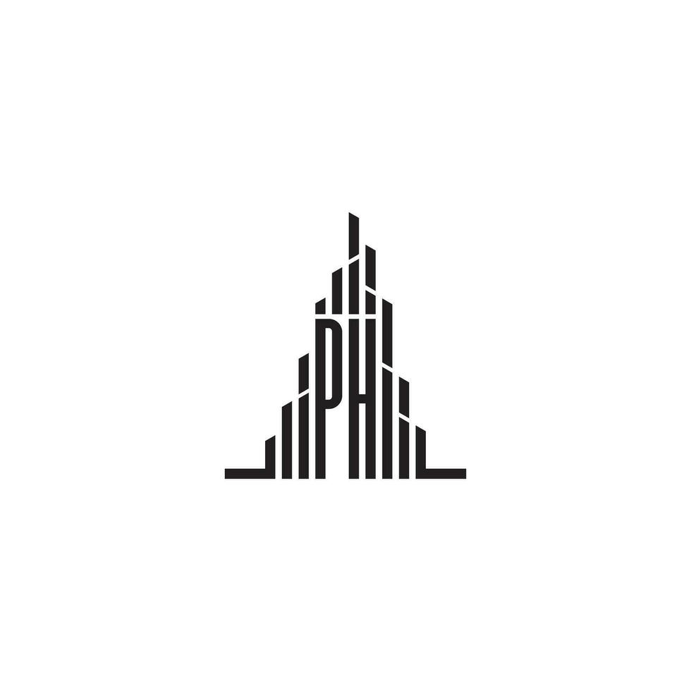 PH skyscraper line logo initial concept with high quality logo design vector