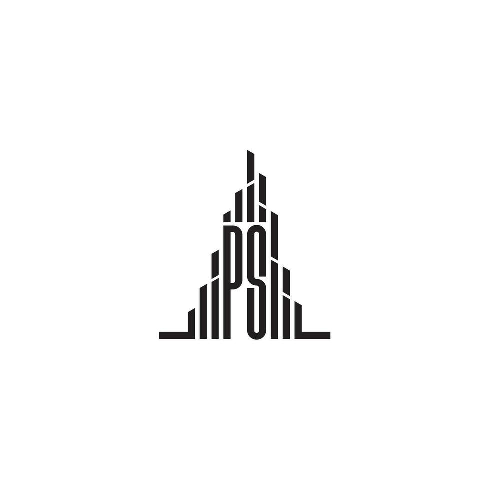 PS skyscraper line logo initial concept with high quality logo design vector