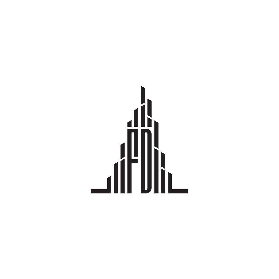 FD skyscraper line logo initial concept with high quality logo design vector