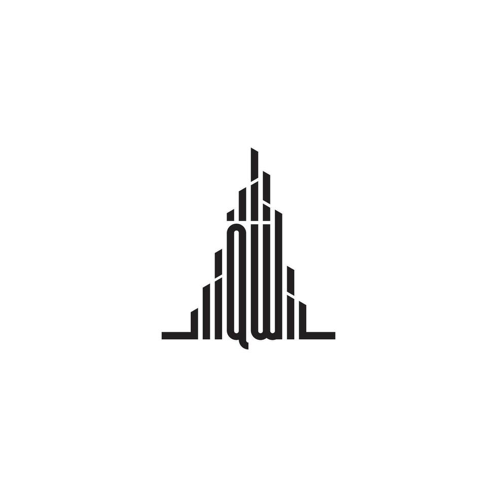 QW skyscraper line logo initial concept with high quality logo design vector