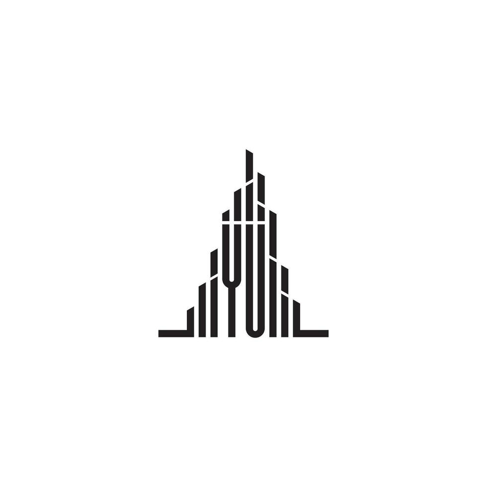 YU skyscraper line logo initial concept with high quality logo design vector