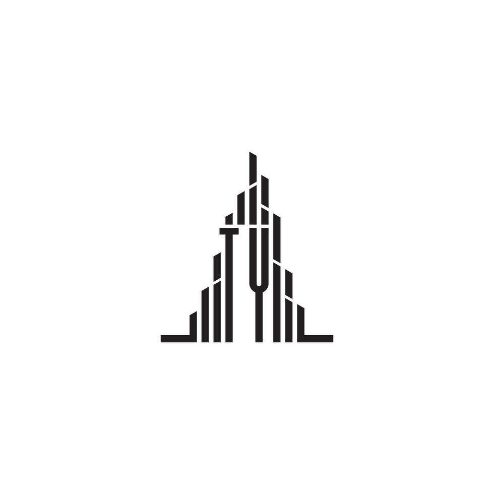 TY skyscraper line logo initial concept with high quality logo design vector