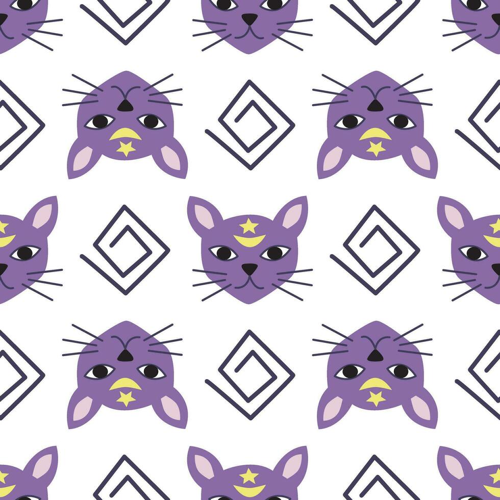 Feline seamless pattern vector illustration