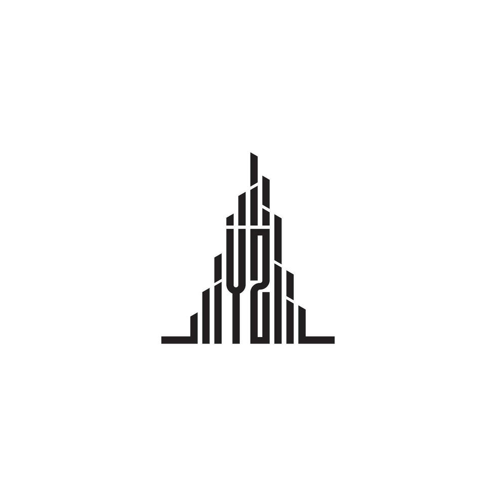 YZ skyscraper line logo initial concept with high quality logo design vector