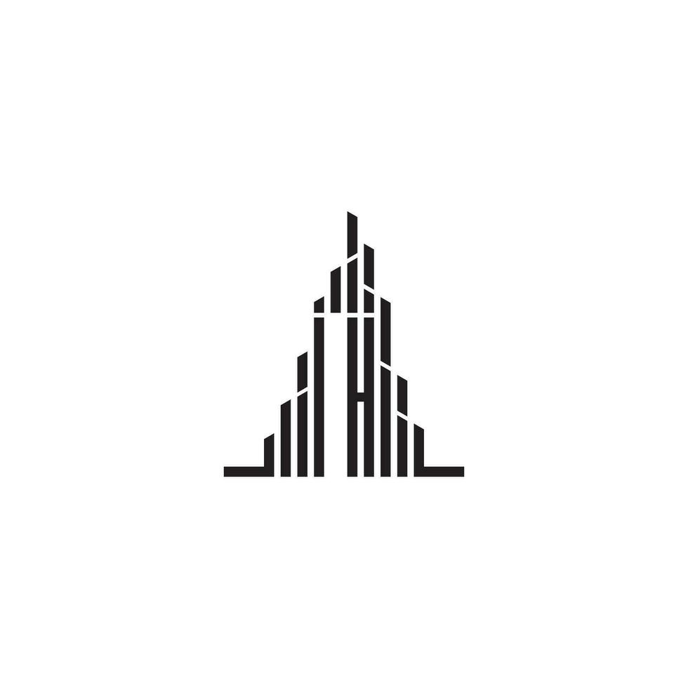 IH skyscraper line logo initial concept with high quality logo design vector