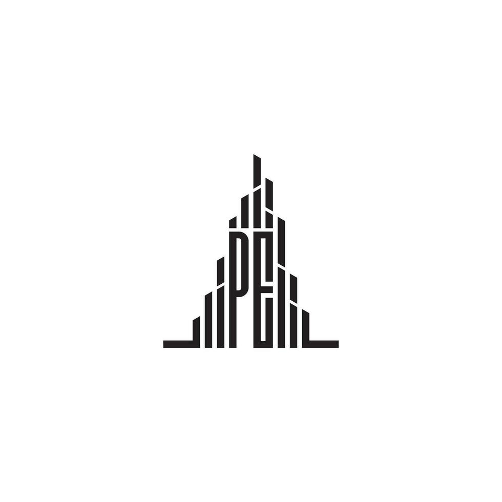 PE skyscraper line logo initial concept with high quality logo design vector