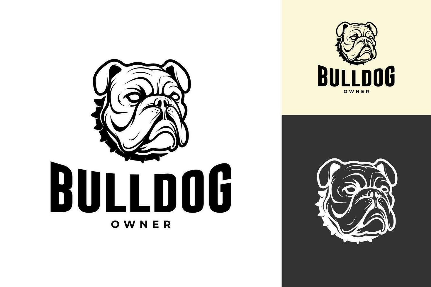 buldog perro cabeza silueta mascota logo diseño vector