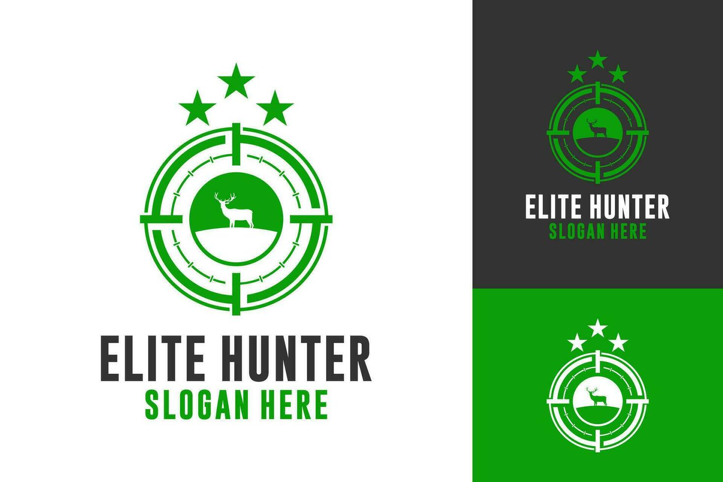 Hunter Elite Scope Shooting Jungle Vector Logo Design