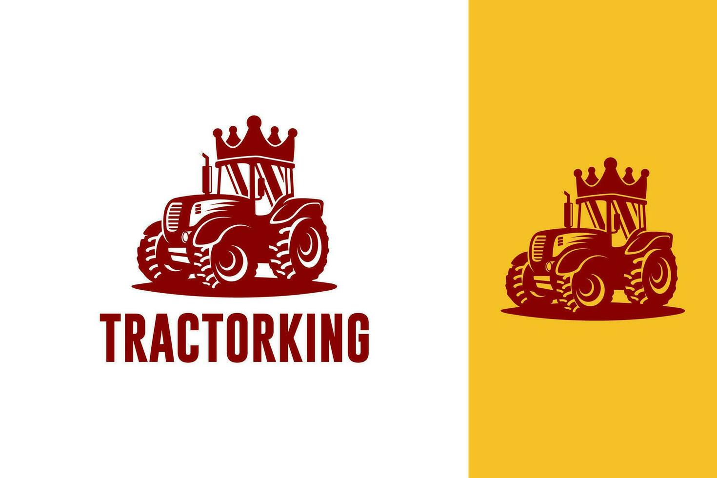 Tractor king crown plow farming logo design vector