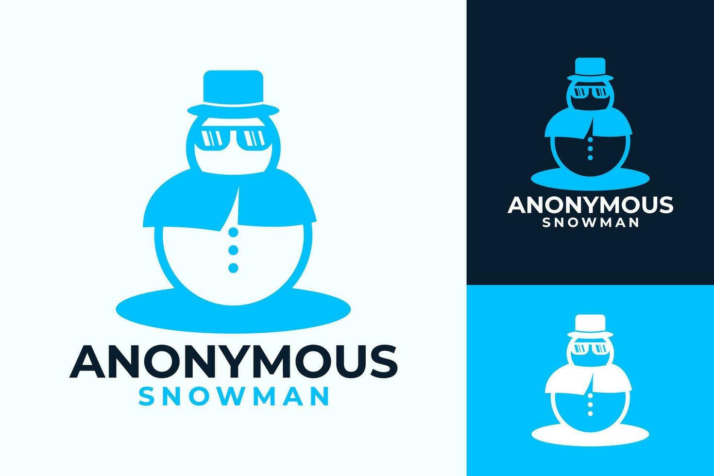 Mysterious Anonymous Snowman Sunglasses Logo Design vector