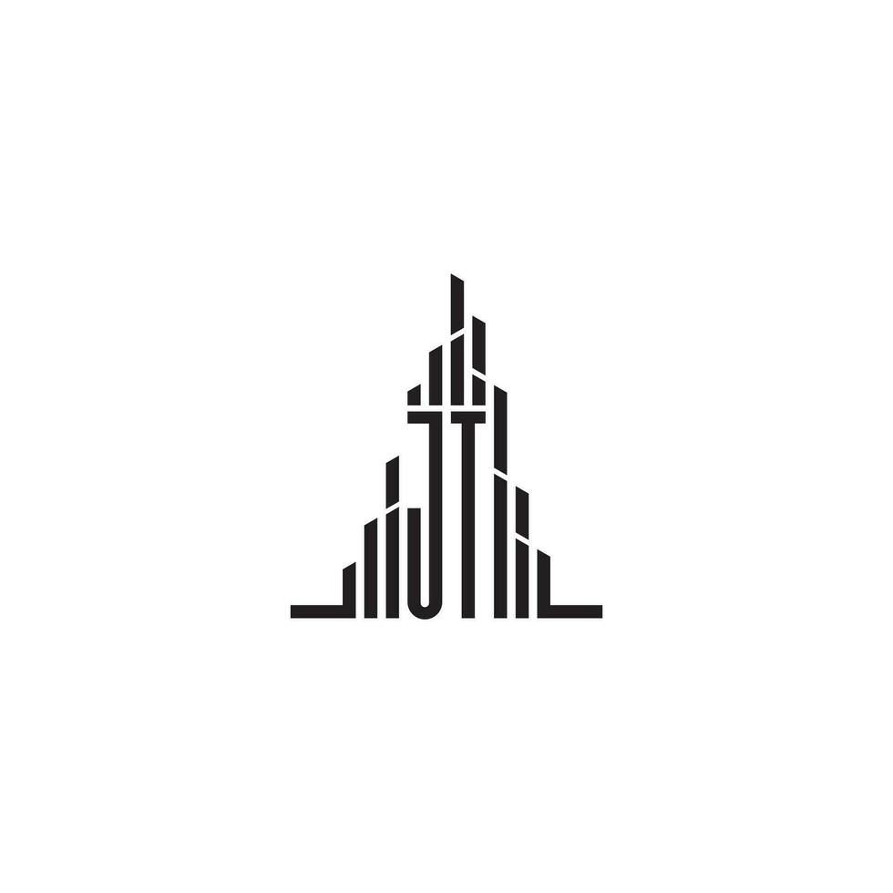 JT skyscraper line logo initial concept with high quality logo design vector