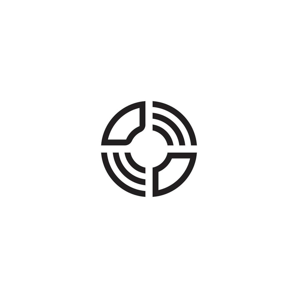 OD circle line logo initial concept with high quality logo design vector
