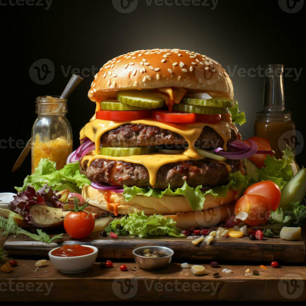 ai generado Agua en la boca perfección de un delicioso hamburguesa foto