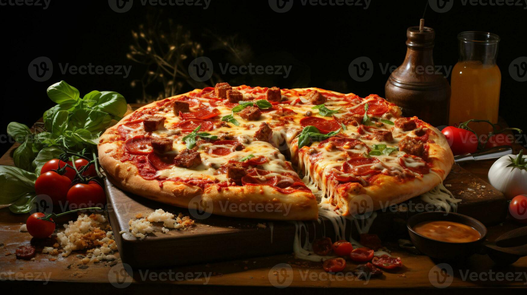 AI generated Mouthwatering and delectable pizza photo