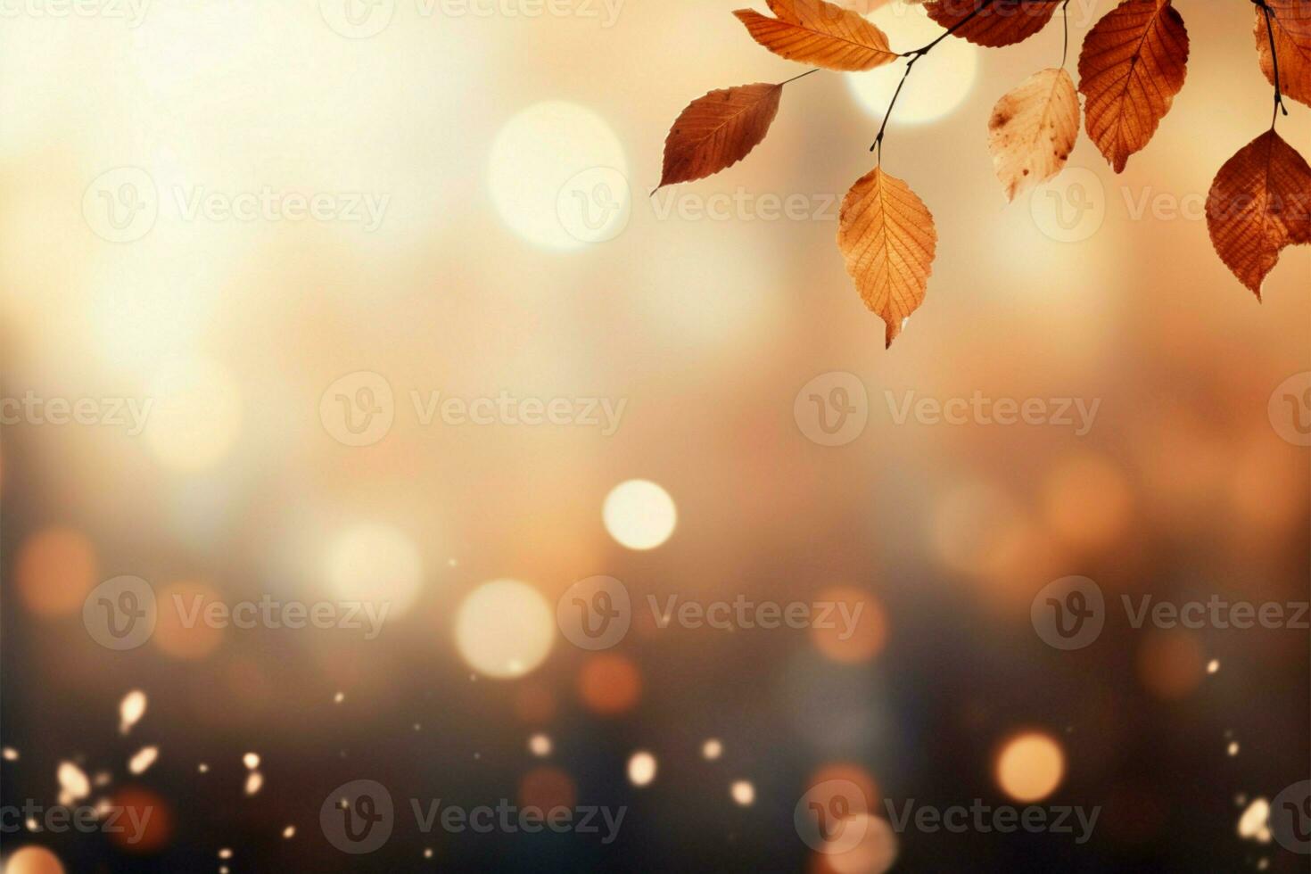 ai generado bokeh otoño resumen diseño con que cae hojas y Copiar espacio foto