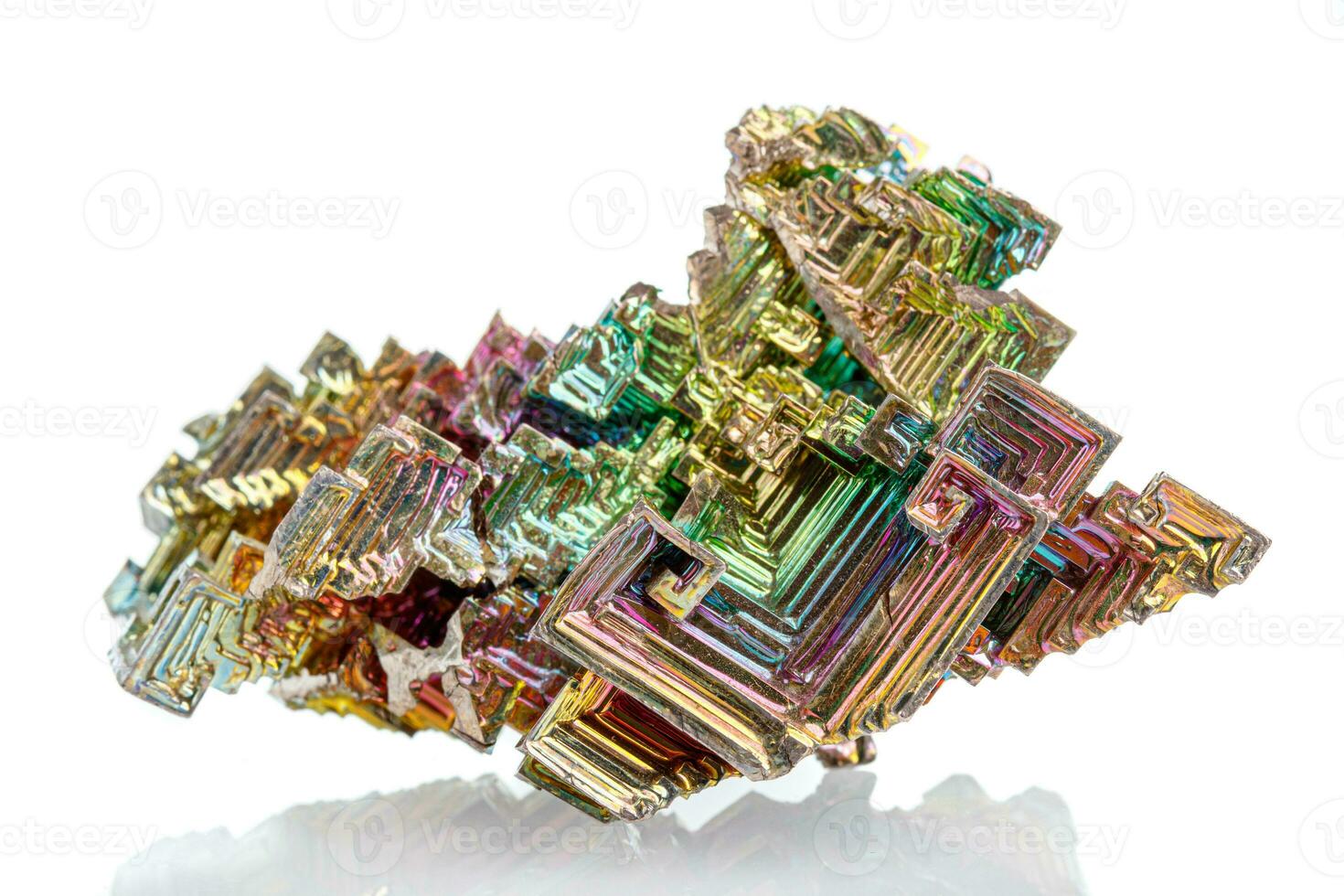 macro mineral stone bismuth on a white background photo
