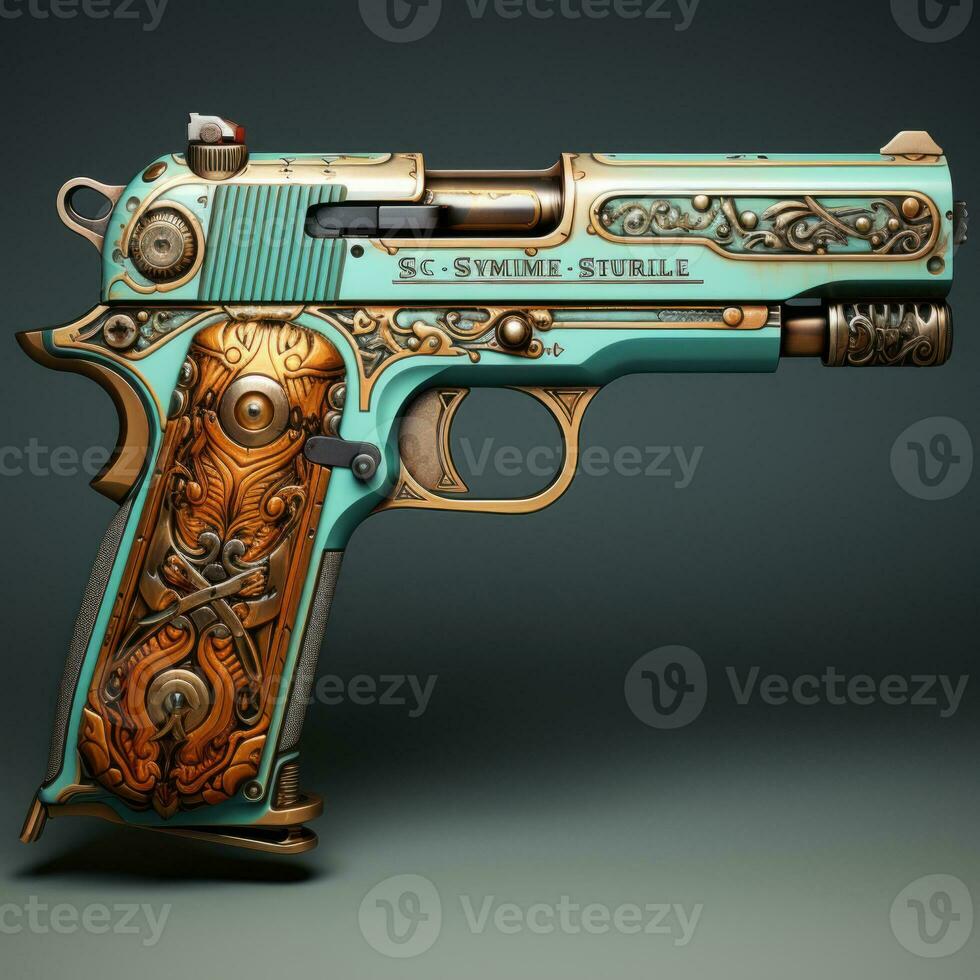 AI generated Different Color Hand Pistol Weapon Photo Generative AI