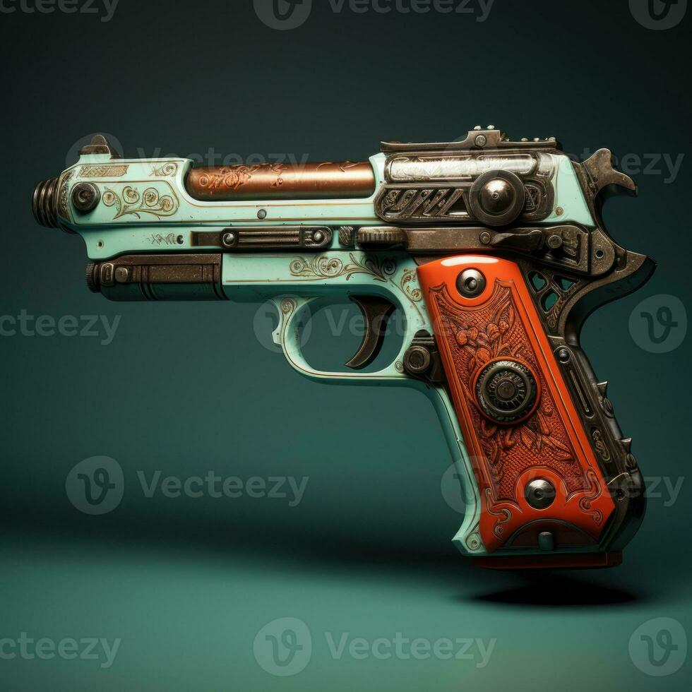 AI generated Isolated Hand Pistol Different Color Weapon Picture Generative AI photo