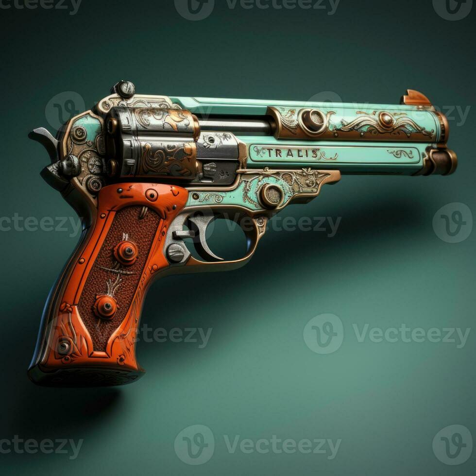 AI generated Realistic Gun on Dark Background Pistol Photo Generative AI