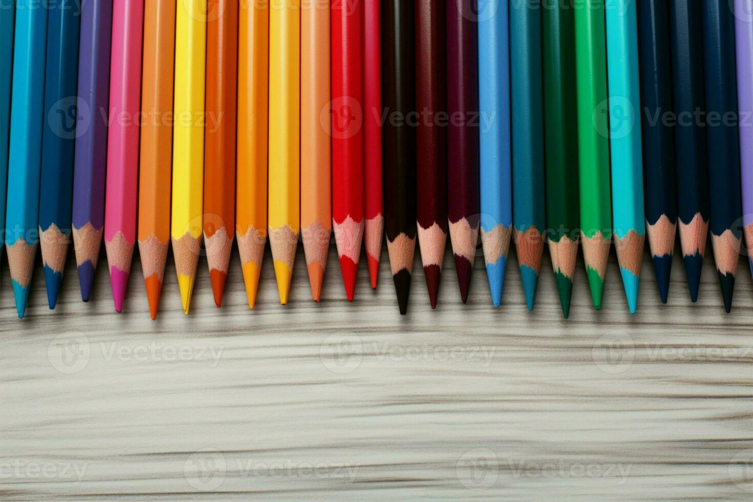 AI generated Pencil spectrum A mix of school pencils in various colors photo