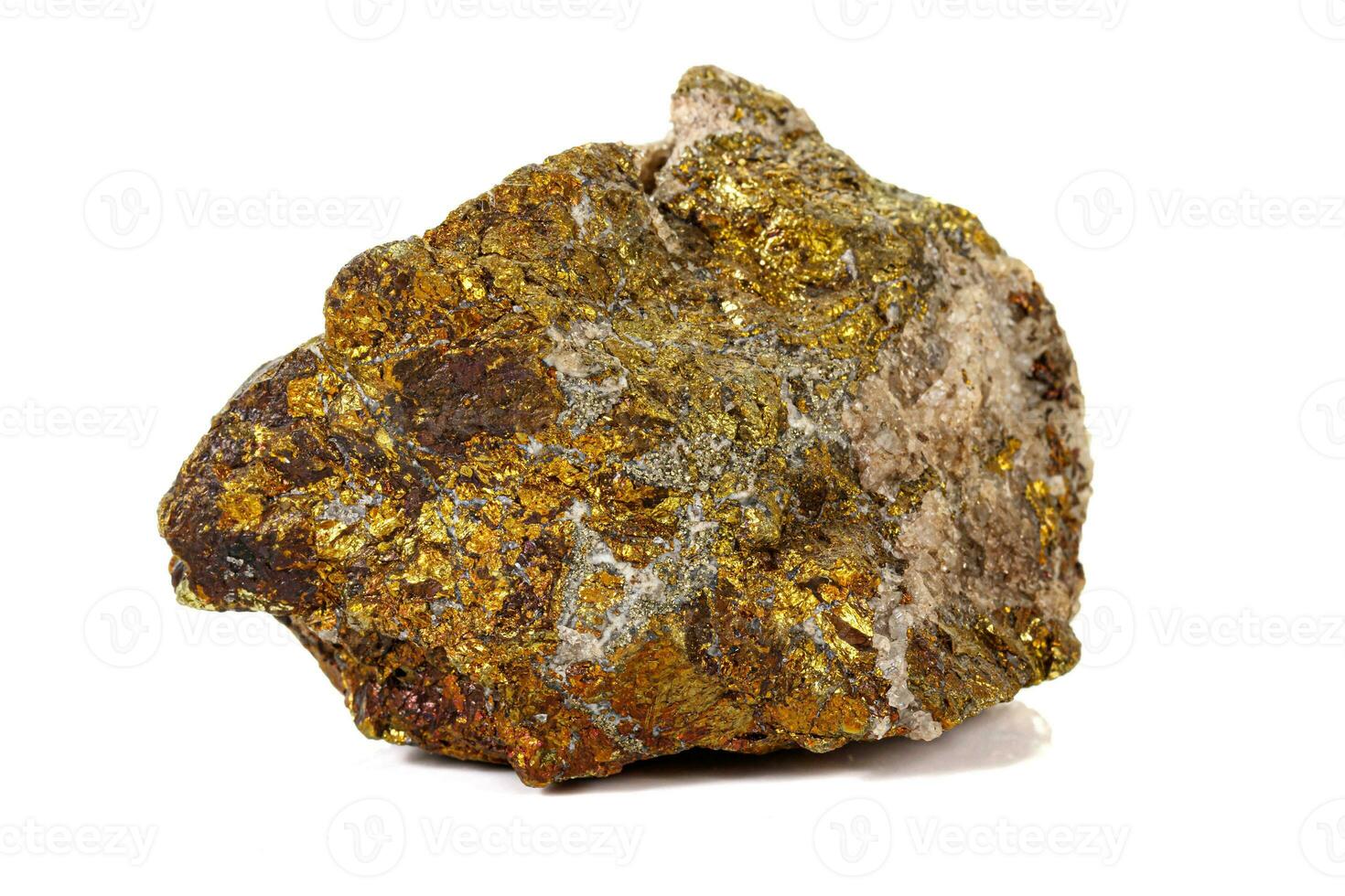 Macro stone Bornite mineral on white background photo