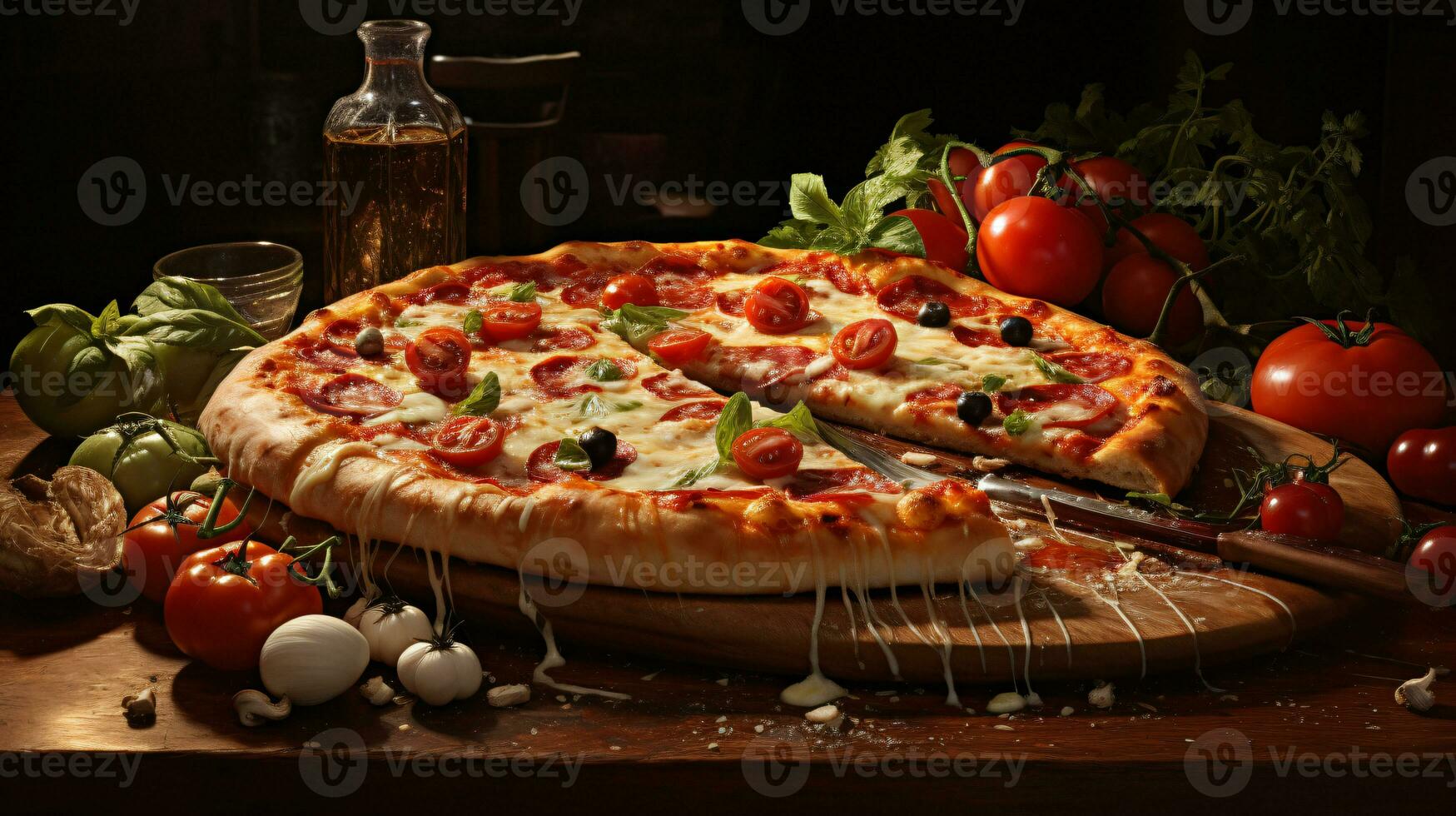 AI generated Mouthwatering and delectable pizza photo