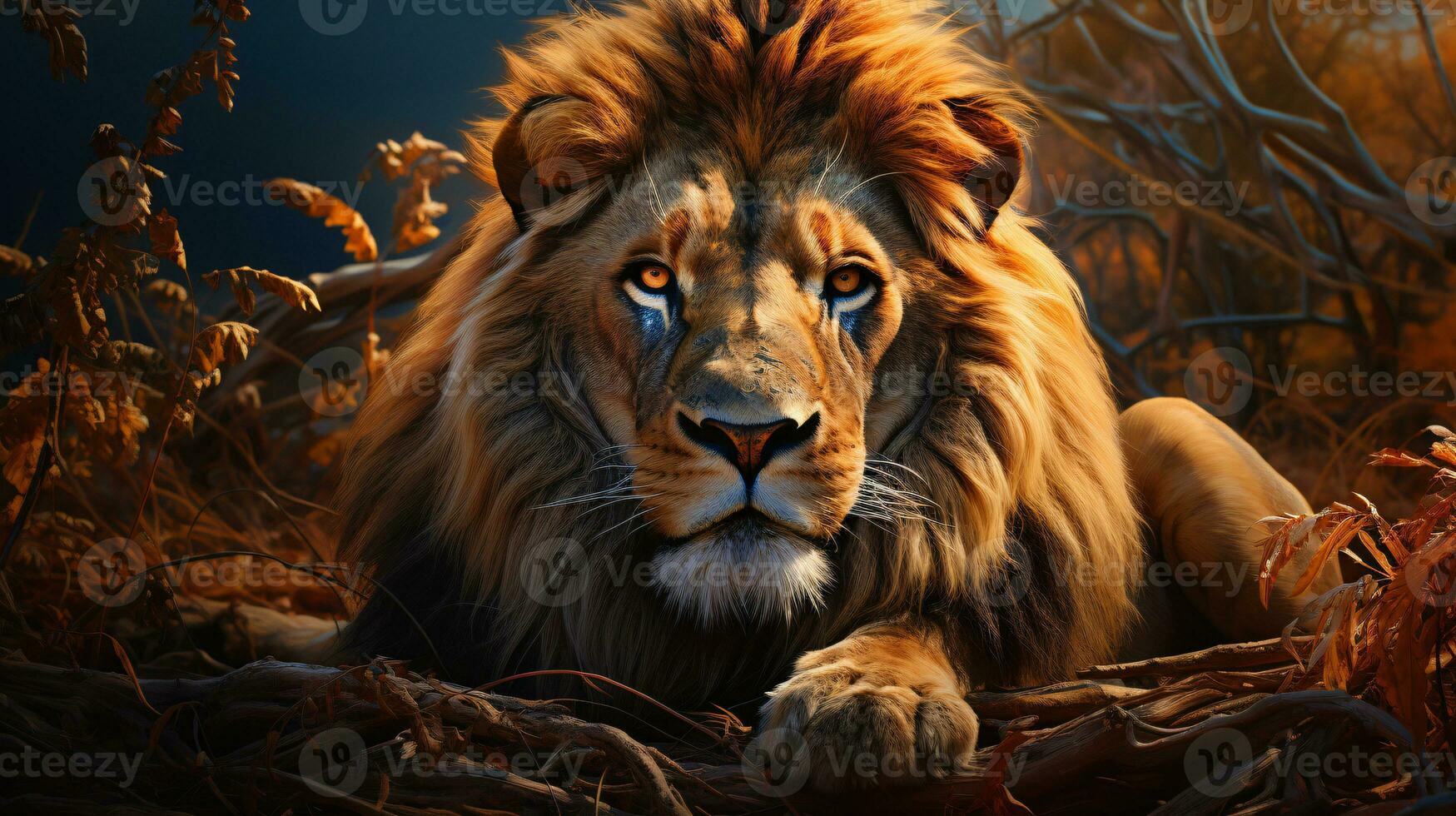 AI generated View of a wild lion photo